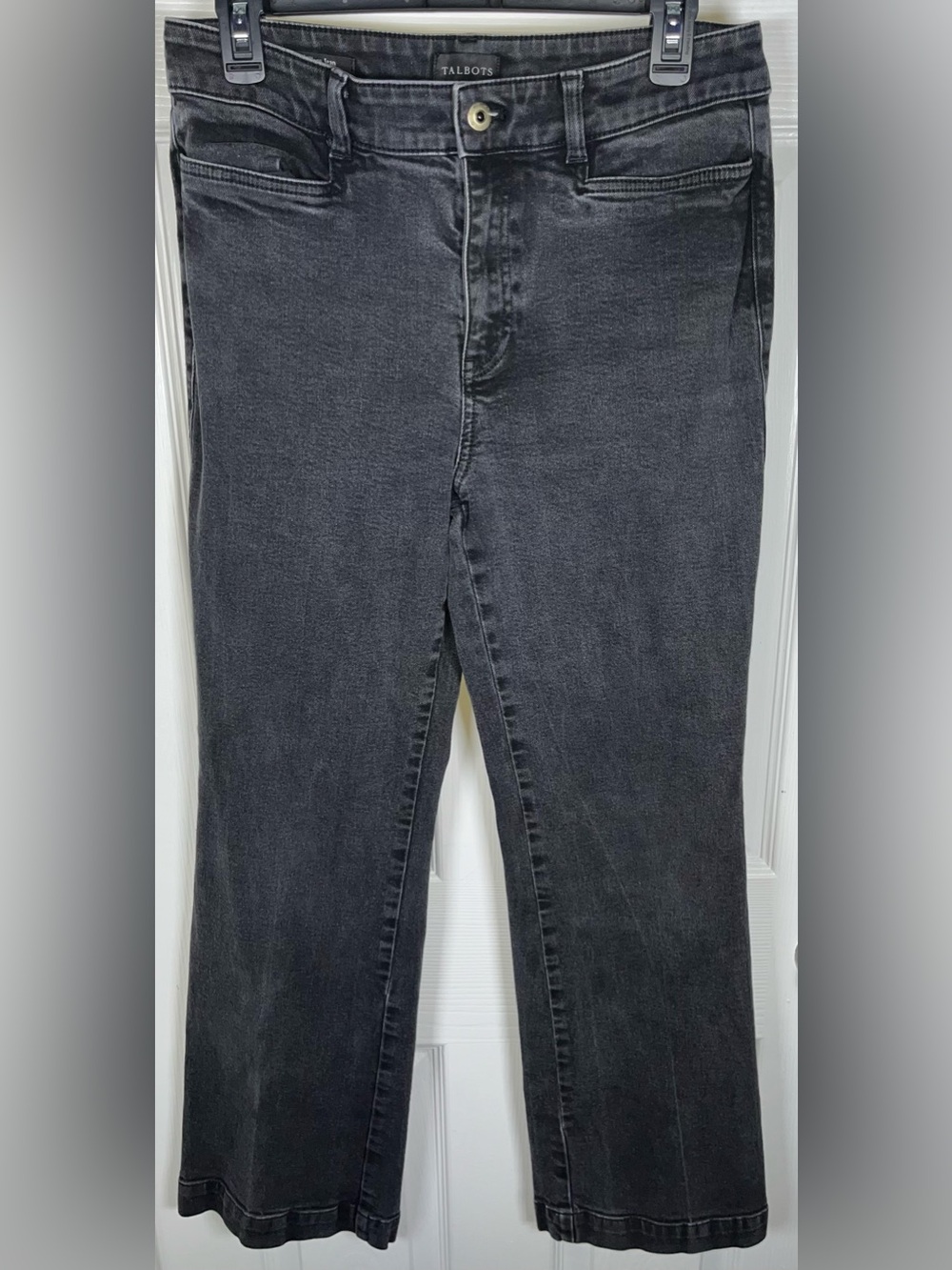 Talbots Jeans Womens Size 8 Faded Black Flare Jean‎ High Rise Pockets Cotton
